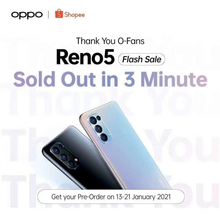 Menakjubkan, OPPO Reno5 Habis Terjual dalam Waktu 3 Menit