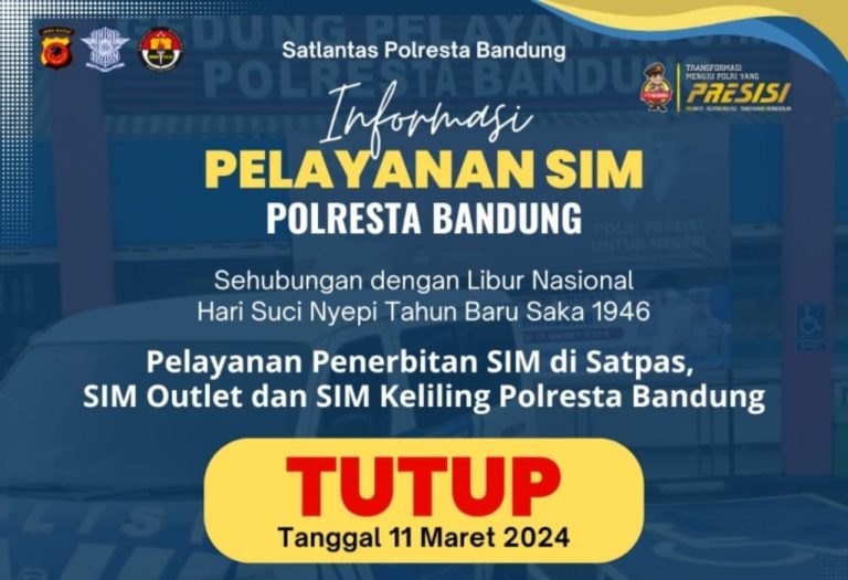 Pelayanan SIM Polresta Bandung Hari Ini Libur, Senin 11 Maret 2024, Simak Jadwal Terbaru dan Lokasinya