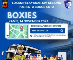 Jadwal SIM keliling Kota Bogor hari ini berlokasi di Mall Boxies 123