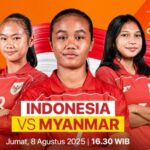 Pertandingan Indonesia vs Myanmar di Piala AFF U-20 2026 Putri dilaksanakan pada hari Jumat, 8 Agustus 2025. Foto: Vidio