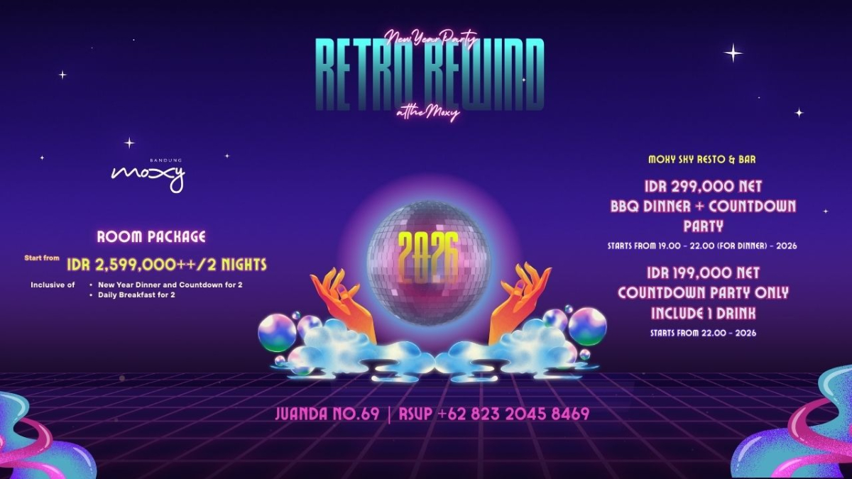 Retro Rewind di Moxy Bandung, Cara Seru dan Berwarna Menyambut Tahun Baru 2026